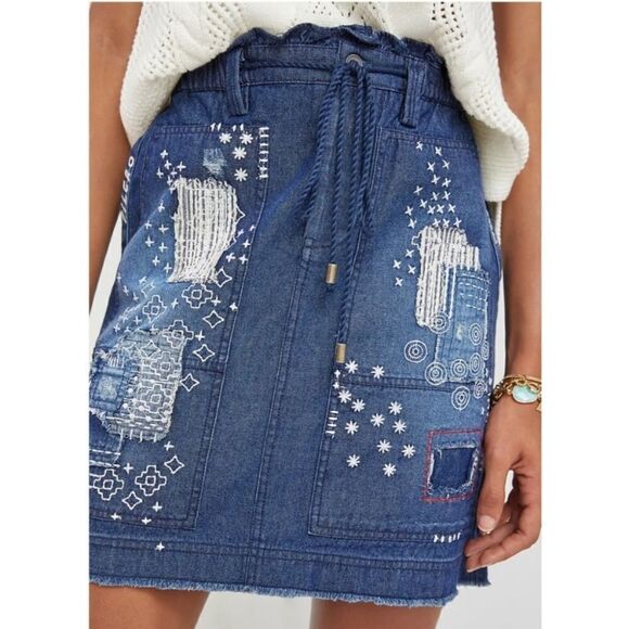 Anthropologie Pilcro Patchwork Denim Mini Skirt - Picture 1 of 4